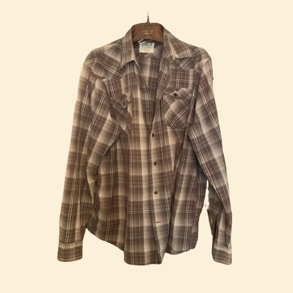 Wrangler Jeans CO. Button Down Shirt Brown. XL 100% Cotton